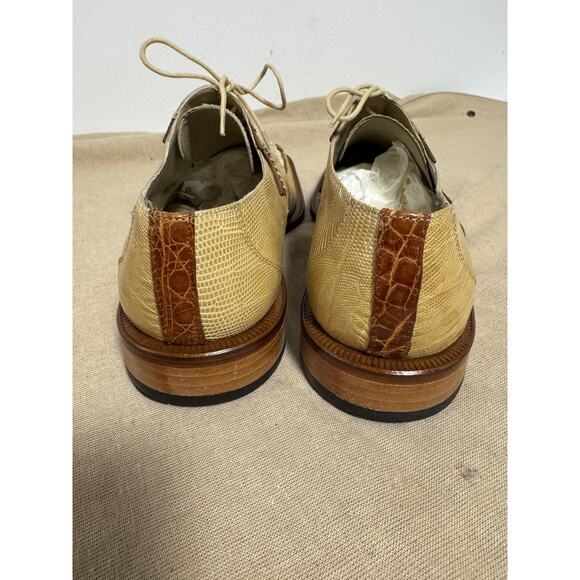 David Eden Shoes Mens Size 9 Tan Brown Genuine Lizard Crocodile Handmade Oxford main image 5